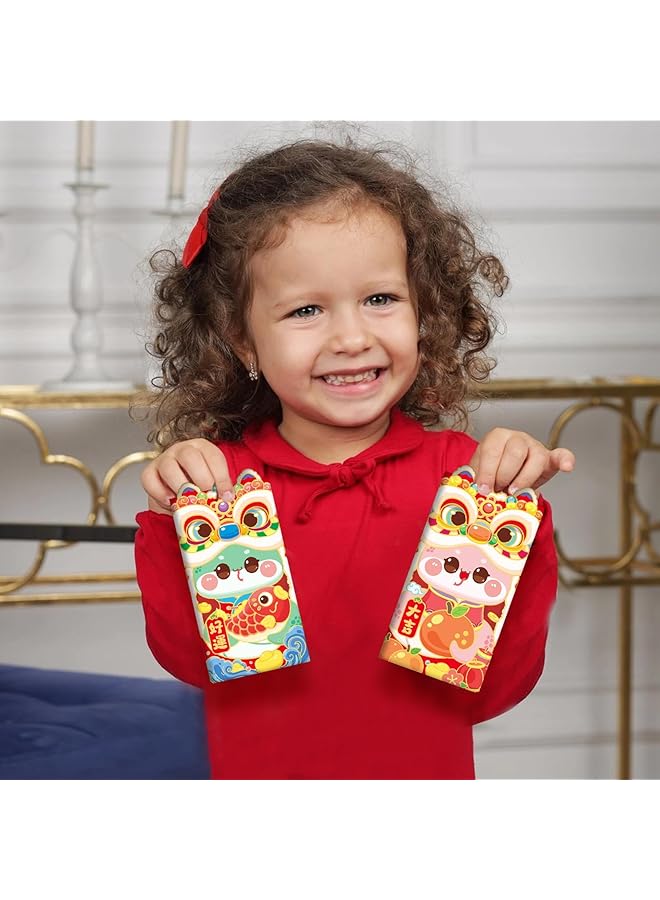 إيروريكس 12 قطعة من الأظرف الحمراء على شكل ثعبان للعام الصيني الجديد 2025، أظرف حمراء على شكل ثعبان كرتوني صيني، أظرف حمراء للهدايا النقدية، أظرف نقود محظوظة، جيوب حمراء، أظرف هونغ باو للأطفال، أظرف مهرجان الربيع، رقصة الأسد - Image 4