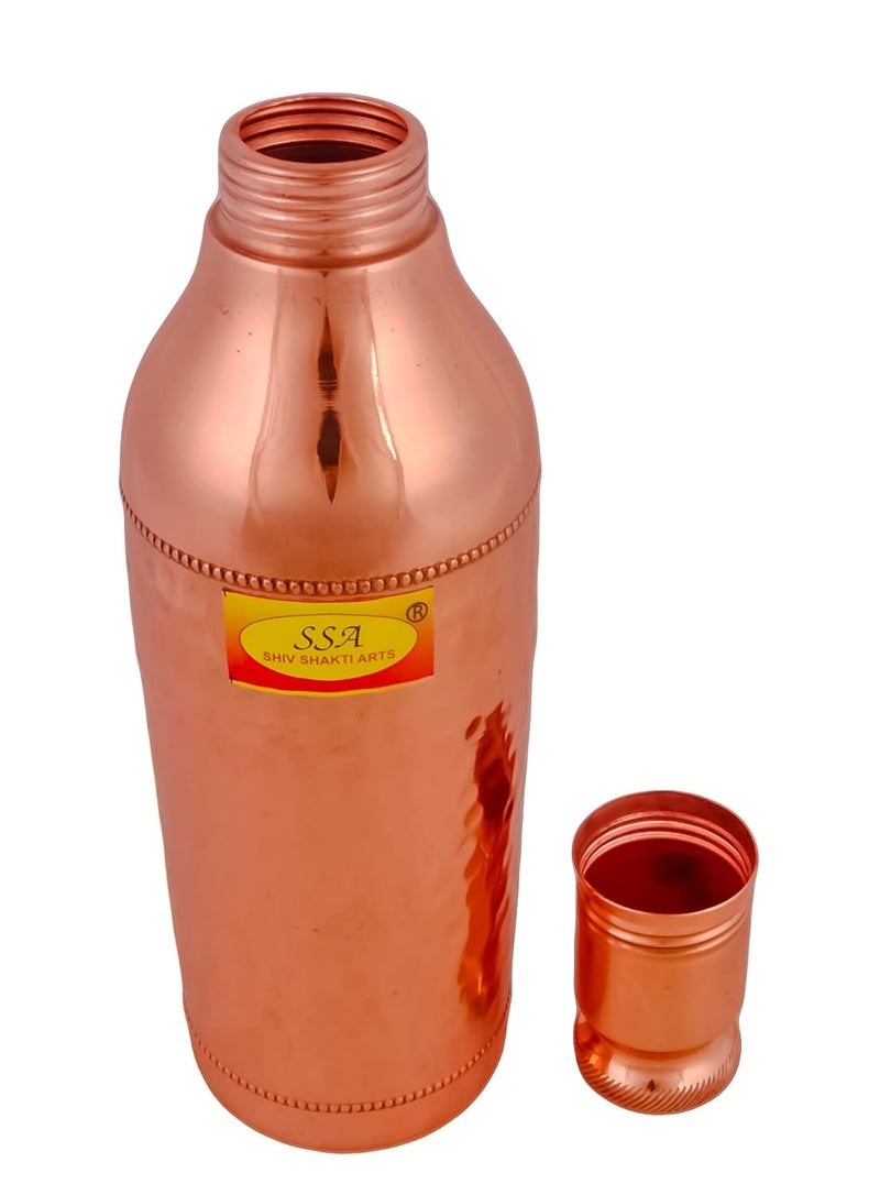 SHIV SHAKTI ARTS Shiv Shakti Arts Pure Copper Water Bottle Champagne Bottle 1 LTR with 4 Glasses Drinkware Set Designer with Aayurvedic Copper Health Benefit  - Image 3