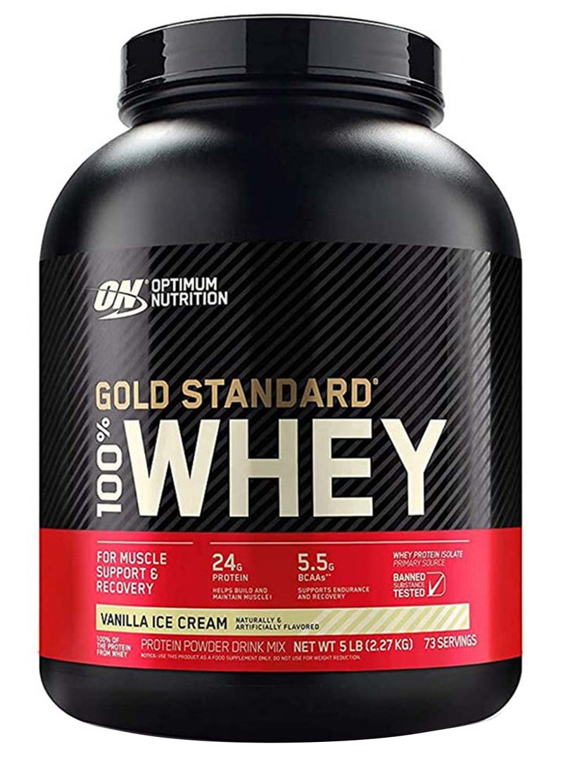 Optimum Nutrition Gold Standard 100% Whey Vanilla Ice Cream 5LB - Image 1