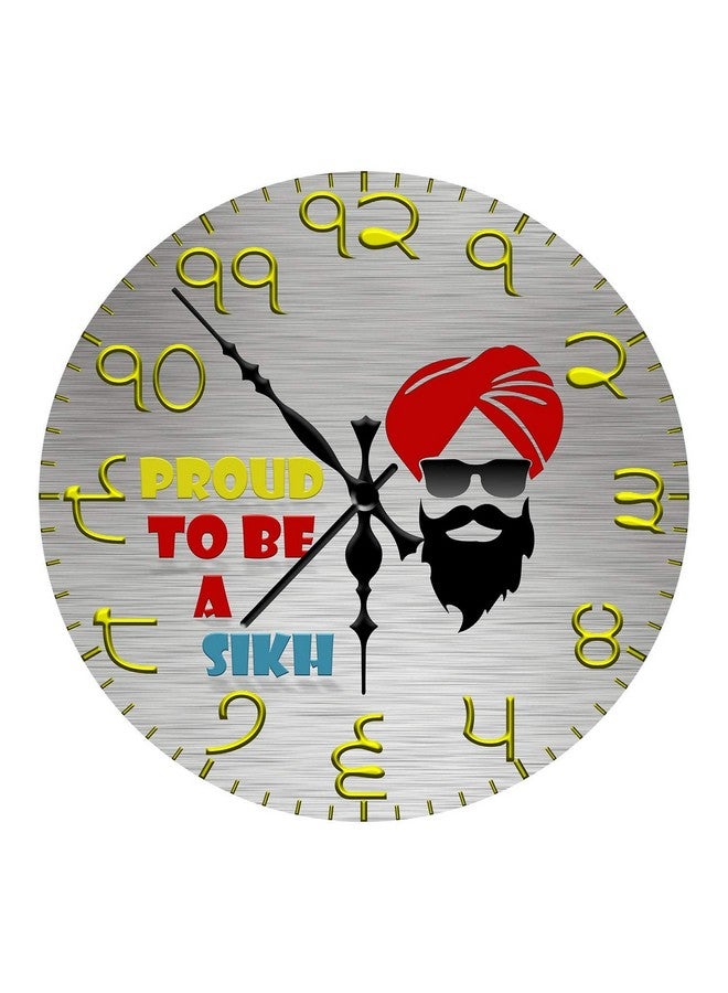 KARTIK™ Sikh Printed Designer Round Wooden Wall Clock Without Glass for Your Home/Living Room/Bedroom/Kitchen and Office (Multicolor, 11X11 inches) - Image 1