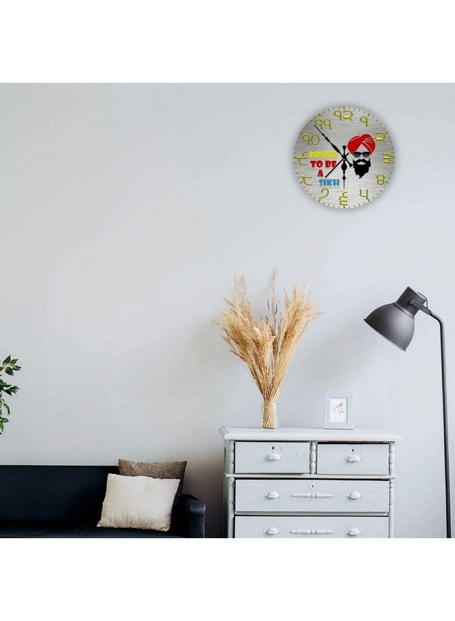 KARTIK™ Sikh Printed Designer Round Wooden Wall Clock Without Glass for Your Home/Living Room/Bedroom/Kitchen and Office (Multicolor, 11X11 inches) - Image 2