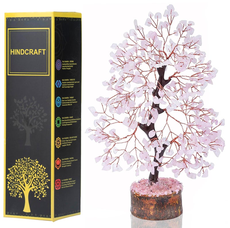 HindCraft Rose Quartz Feng Shui Tree | Healing Crystal Tree for Home & Office | Spiritual Energy & Love Tree for Living Room & Hall | Unique Gift for Men & Women – Housewarming, Wedding & More - Image 1