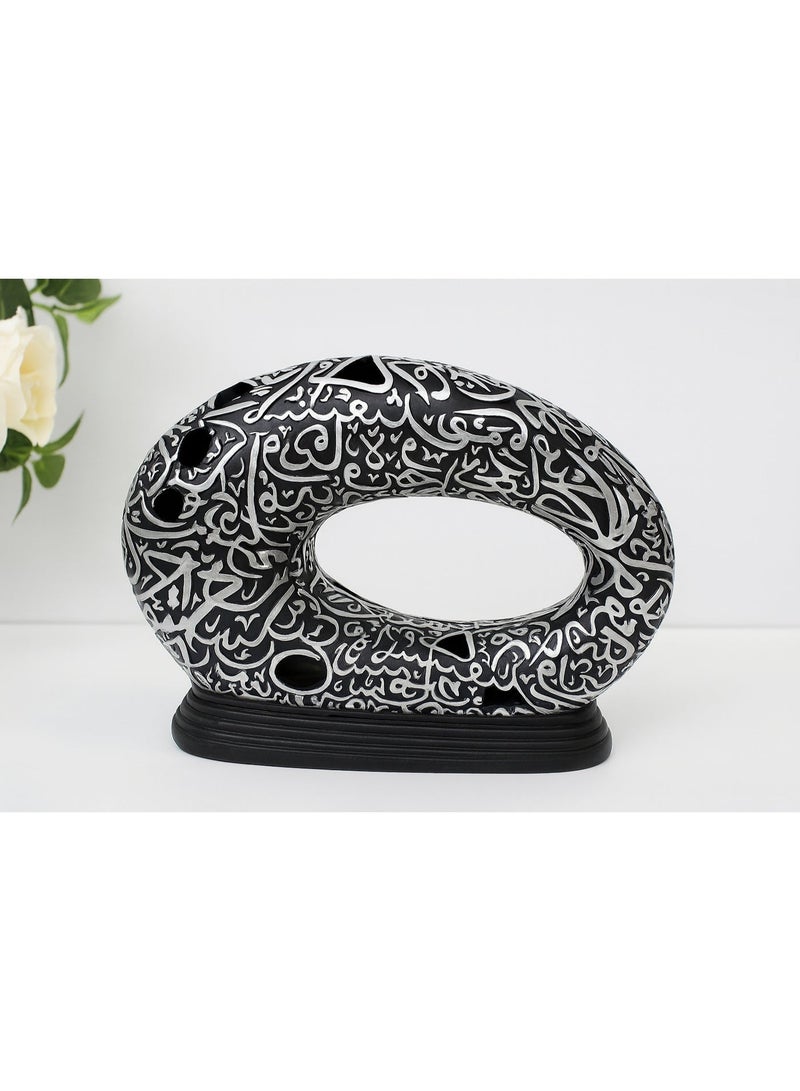 مبخرة بخور، مبخرة عود، متحف المستقبل، لون فضي وأسود - Image 1