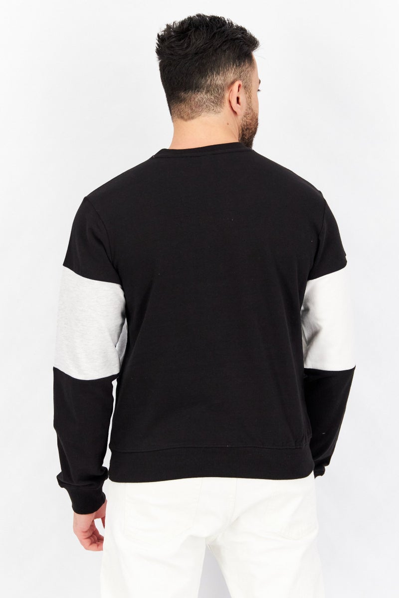 Sovereign Code Men Crew Neck Colorblock Long Sleeve Sweatshirt, Black Combo - Image 2