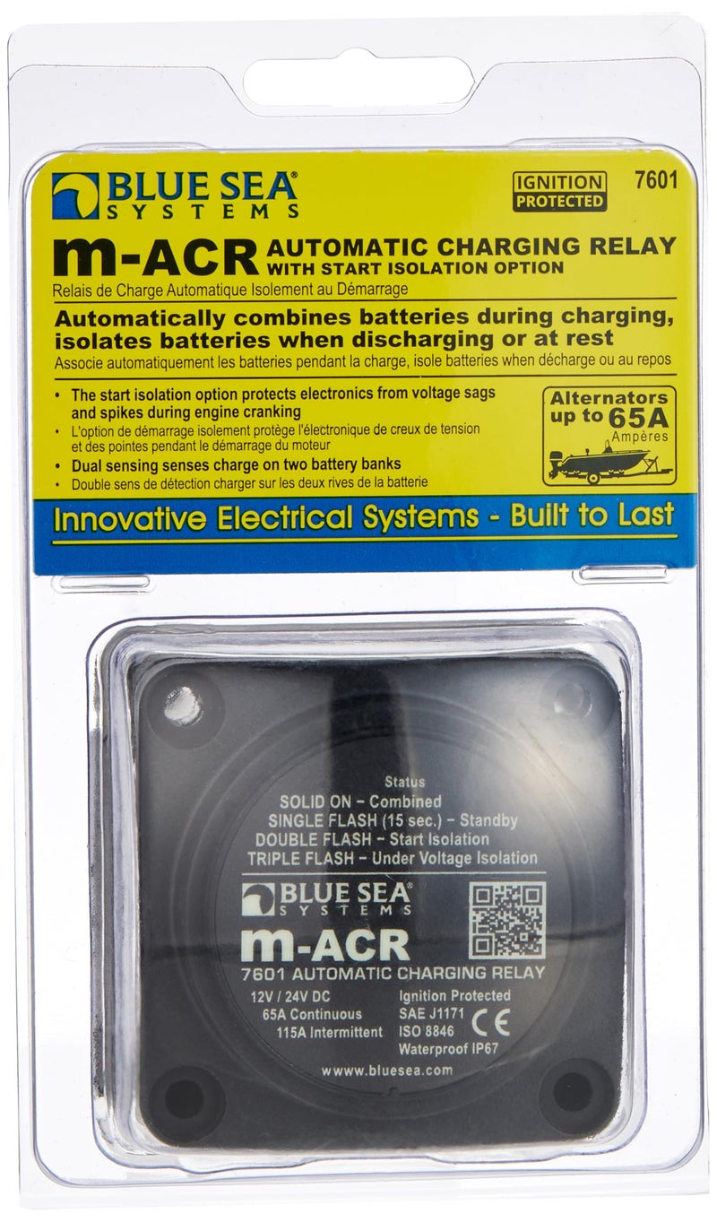 Blue Sea Systems 7601 m-Series Automatic Charging Relay, 12/24V DC, 65 Amp - Image 2