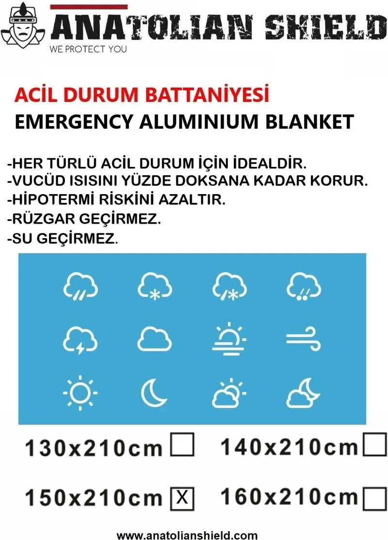 Anatolian Shield Outdoor Survival Emergency Thermal Blanket
