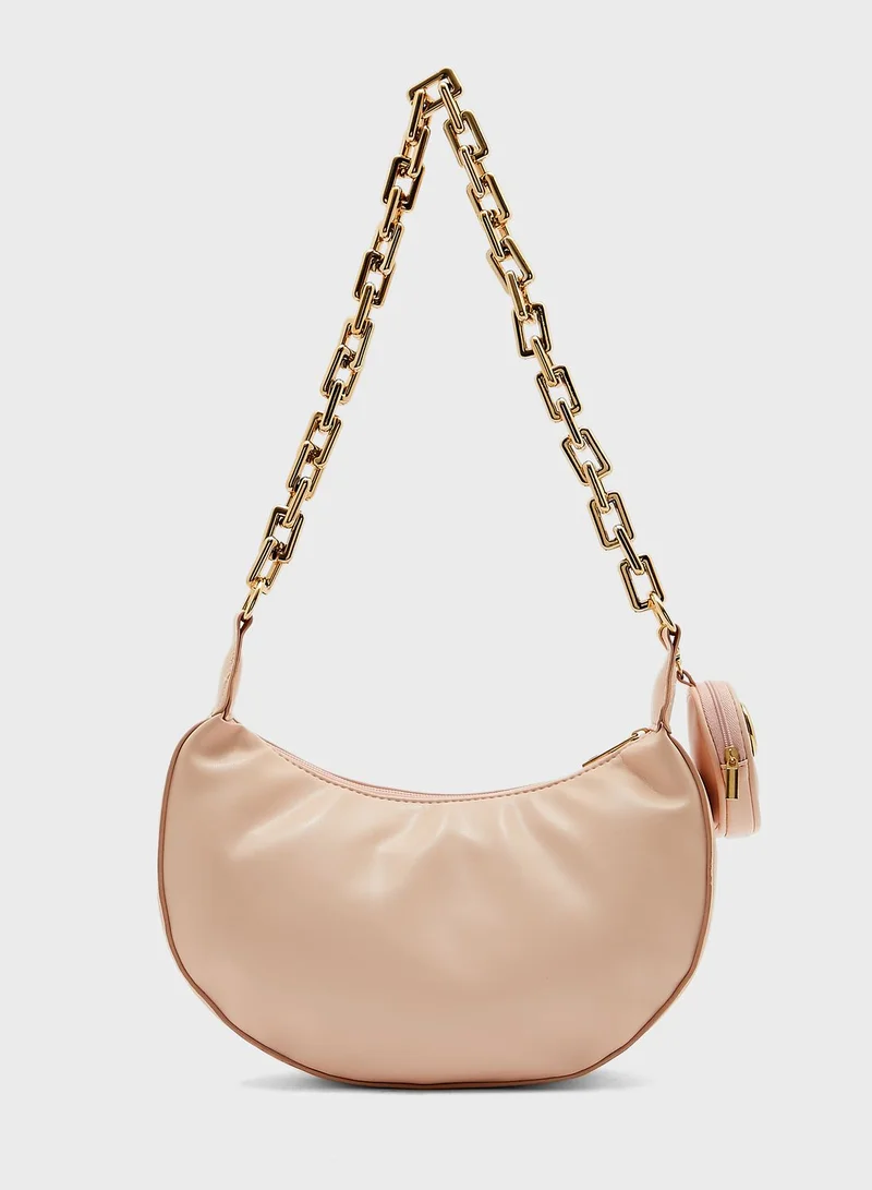ELLA Shiny Slouchy Chain Strap Handbag