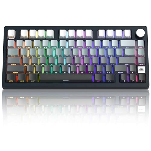 MageGee LIGHT75 Wireless Creamy Keyboard TriMode Bluetooth24GHzUSBC RGB Backlit Gasket Hot Swappable Custom Gaming Keyboard for WinMacPC with Knob Side Printed PBT Keycaps Black - Image 1