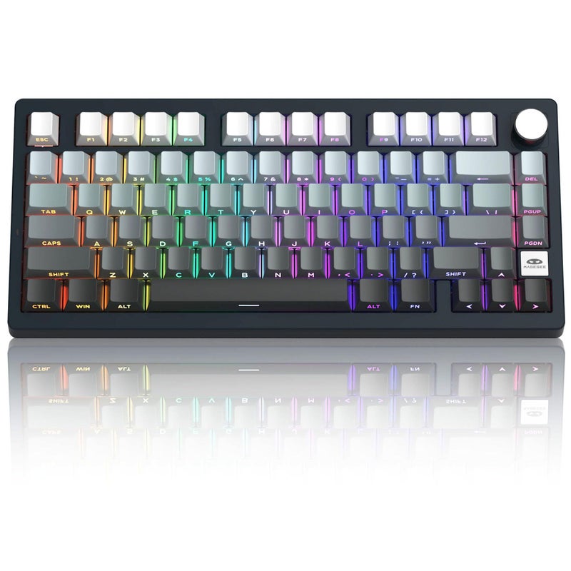 MageGee LIGHT75 Wireless Creamy Keyboard TriMode Bluetooth24GHzUSBC RGB Backlit Gasket Hot Swappable Custom Gaming Keyboard for WinMacPC with Knob Side Printed PBT Keycaps Black - Image 2