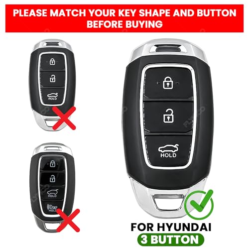 Coll of Fest Metal Silicon Key Cover Compatible for Hyundai i20, Kona, Verna 3 Button Smart Key Full Metal Protections Special Feature Visible in Low-Light Conditions - Image 2