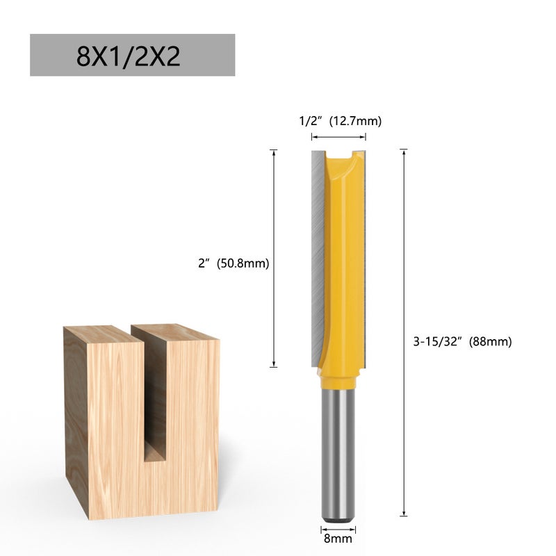 8-handle lengthened straight cutter slotting cutter double-edged straight cutter lengthened trimming machine cutter head woodworking milling cutter(Straight knife 8x 1/2x50) - Image 1