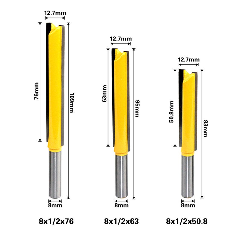 8-handle lengthened straight cutter slotting cutter double-edged straight cutter lengthened trimming machine cutter head woodworking milling cutter(Straight knife 8x 1/2x50) - Image 3