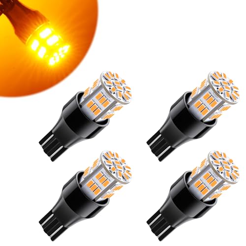 iFunyLED 4PCS 912 921 LED Bulb Turn Signal Light 12V-24V Super Bright T15 906 904 902 922 W16W LED Replacement Light Kit Set for Car Tail Brake Turn Signal Blinker Lights - Amber Yellow - Image 1