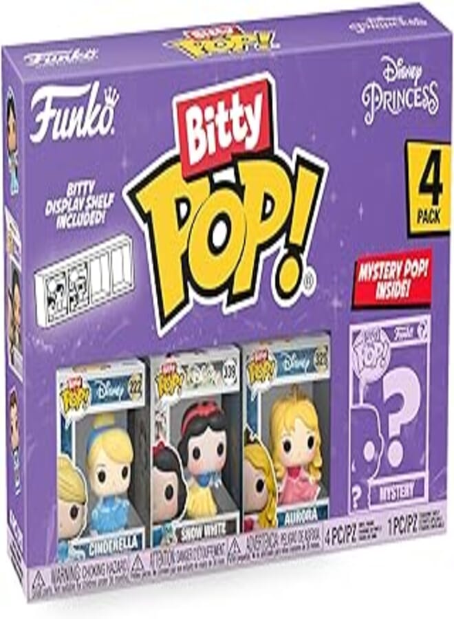 Funko Bitty Pop! Disney Princess Mini Collectible Toys 4-Pack - Cinderella, Snow White, Aurora & Mystery Chase Figure (Styles May Vary)