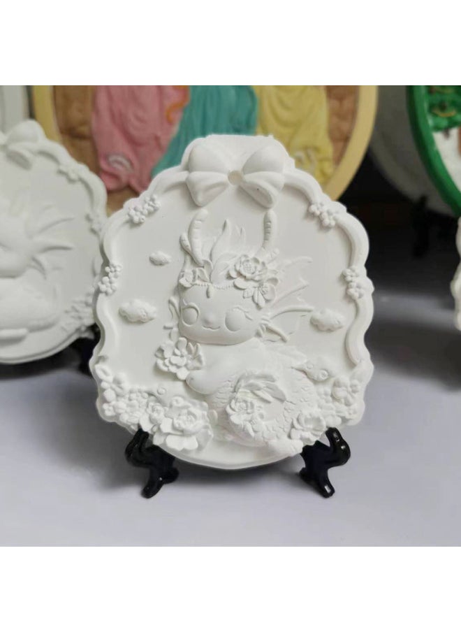 xozgdovg Liou Kulomi Gypsum Relief Painting Pendant Children's Handmade DIY Graffiti Doll Cinnamon Dog Aromatherapy Listing-Color:Dragon Brand 2-white Embryo 1  - Image 1