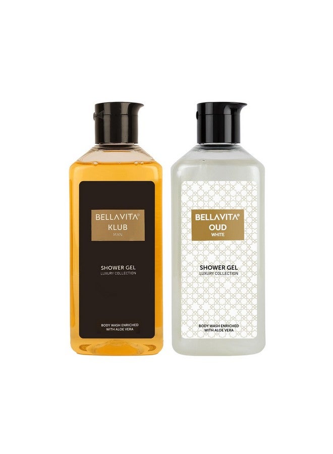 Bella Vita Luxury KLUB Man and OUD WHITE Body Wash Refreshing Shower Gel for Deep Cleansing, Hydrating & Moisturising Skin with Aloe Vera, 250 ml Each - Image 1