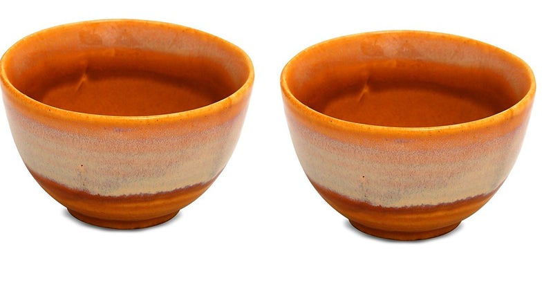 Caffeine Ceramic Handmade Brown Studio Dessert Bowl (Set of 2, 150 ml) - Image 1