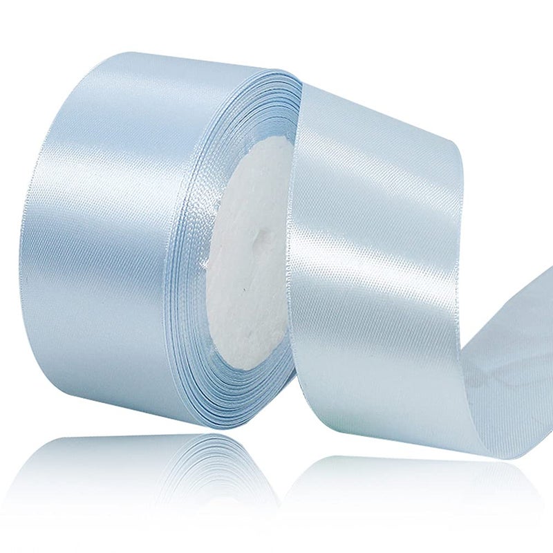 Solid Color Light Blue Satin Ribbon 112 Inches x 25 Yards Fabric Satin Ribbon for Gift Wrapping Crafts Hair Bows Making Wreath Wedding Party Decoration and Other Sewing Projects