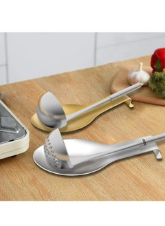 Oasisgalore 2 Pcs Stainless Steel Spoon Rest, Spatula Ladle Holder, Stainless Steel Utensil Spoon Rest Holder, 9.8 x 3.7 Inch  - Image 2