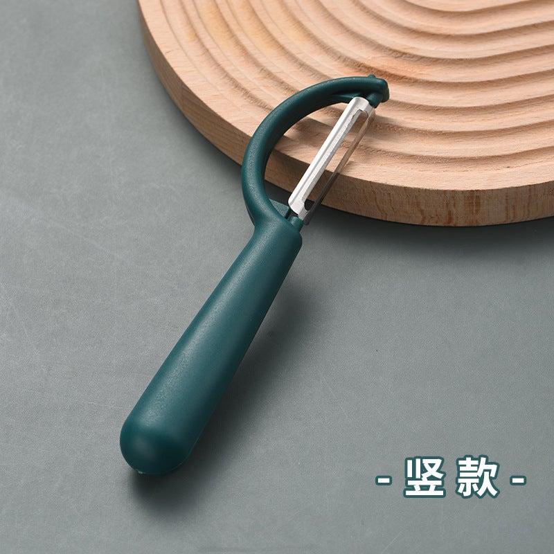 Stainless steel peeler three-piece potato peeler smiley face wipers duck hair clip running Jianghu stall fruit knife Dark green peeler (vertical) 