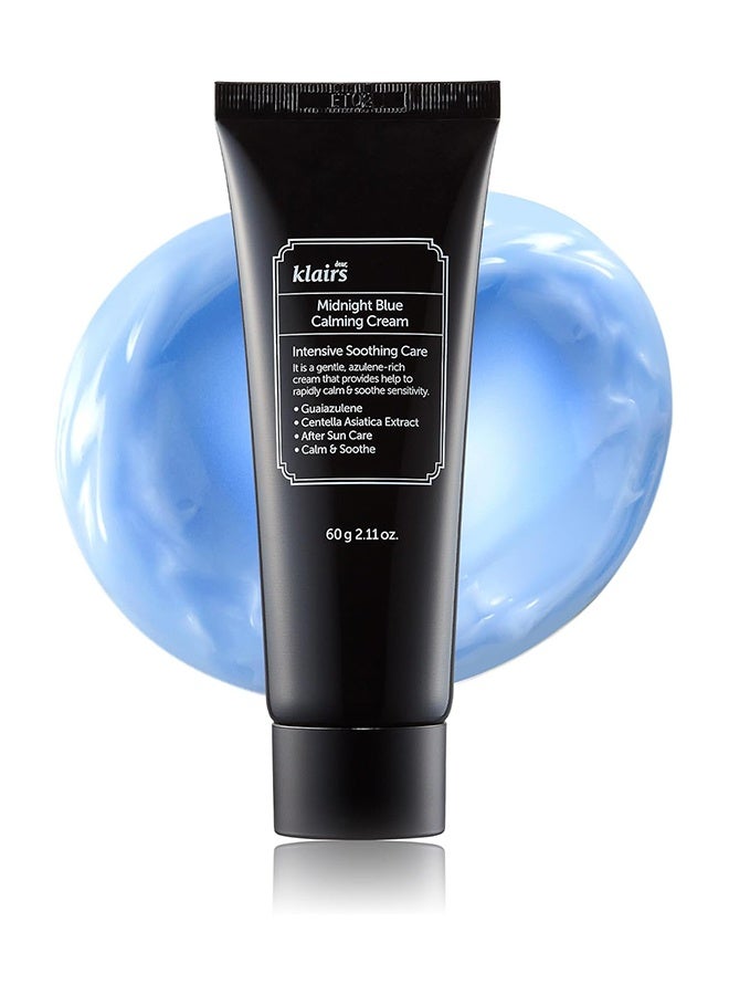 Klairs Midnight Blue Calming Cream, Soothing Redness Relief Moisturizer, for Oily Skin, Sensitive Skin Friendly, 60g - Image 1
