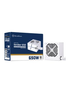 SilverStone Strider 650 Non-Modular Power Supply, 650W Power, 80 Plus Certification, Active PFC, 120mm Silent Fan, Class-Leading Single +12V Rail, ATX Form Factor, White | SST-ST650-EF-WBW  - Image 1