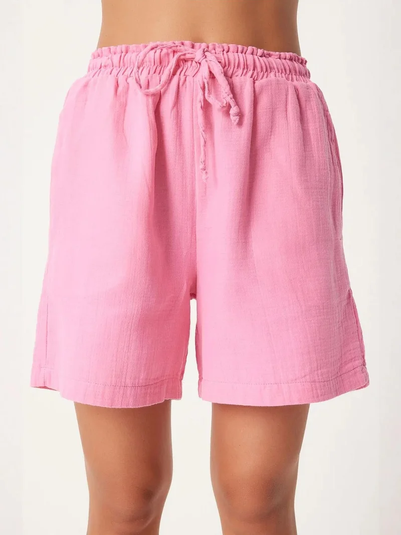 السعادة في إسطنبول ISTANBUL High Waist Wide Leg Cotton Shorts