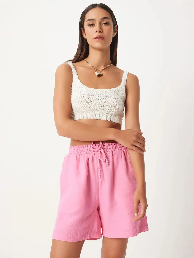 السعادة في إسطنبول ISTANBUL High Waist Wide Leg Cotton Shorts