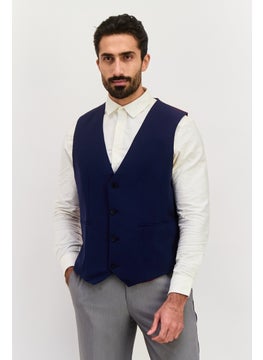Asos Design Men Super Skinny Fit Colorblock Waistcoat Vest, Navy  - Image 1
