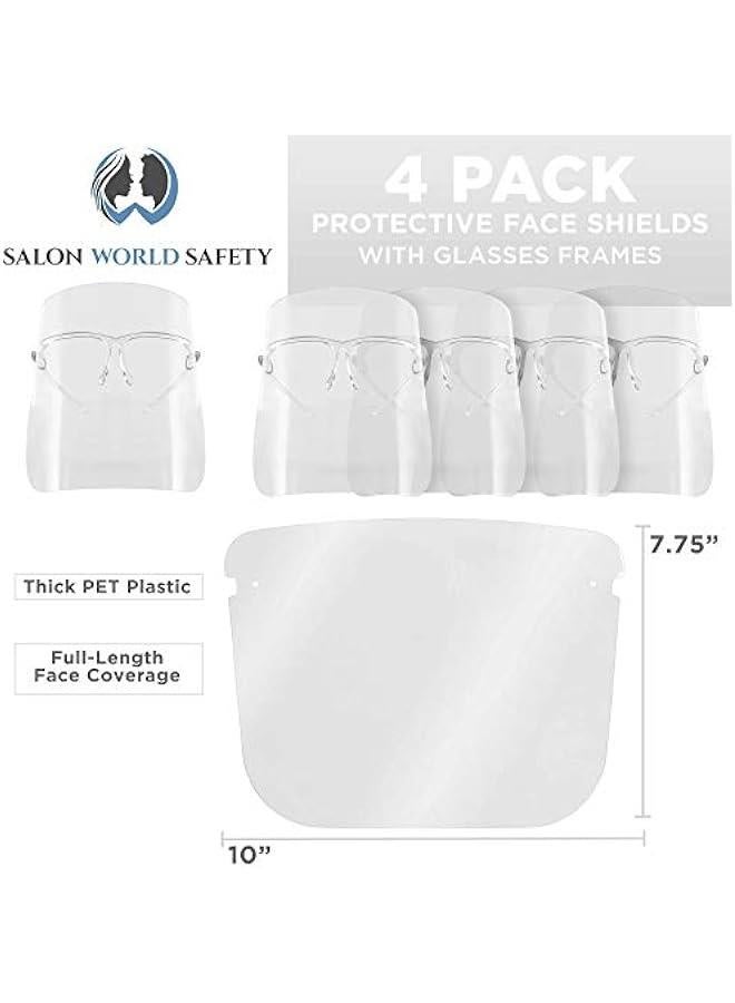 Arabest Salon World Safety Face Shields with All Clear Glasses Frames (Pack of 4) - Ultra Clear Protective Full Face Shields to Protect Eyes, Nose, Mouth - Anti-Fog PET Plastic, Goggles  - Image 2
