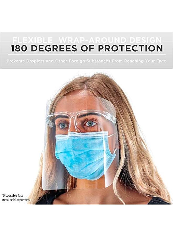 Arabest Salon World Safety Face Shields with All Clear Glasses Frames (Pack of 4) - Ultra Clear Protective Full Face Shields to Protect Eyes, Nose, Mouth - Anti-Fog PET Plastic, Goggles  - Image 3