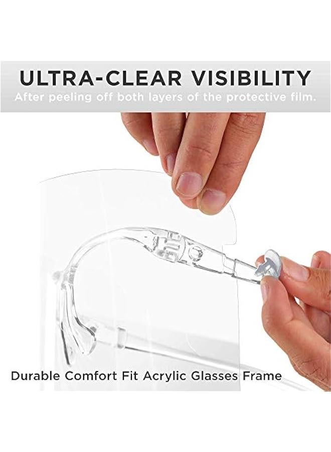 Arabest Salon World Safety Face Shields with All Clear Glasses Frames (Pack of 4) - Ultra Clear Protective Full Face Shields to Protect Eyes, Nose, Mouth - Anti-Fog PET Plastic, Goggles  - Image 5