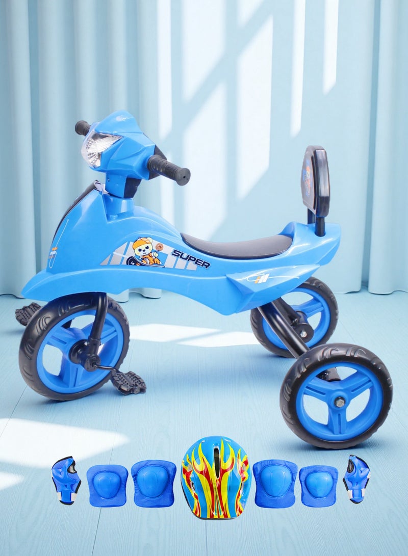 إيزي فيتشور دراجة أطفال من إيزي فيوتشر (متوفرة بألوان الأزرق والأحمر والوردي) - دراجة ثلاثية العجلات للأطفال، دراجة ثلاثية العجلات للأطفال مزودة بإضاءة وموسيقى، تتضمن العبوة مجموعة كاملة من معدات الحماية. - Image 1