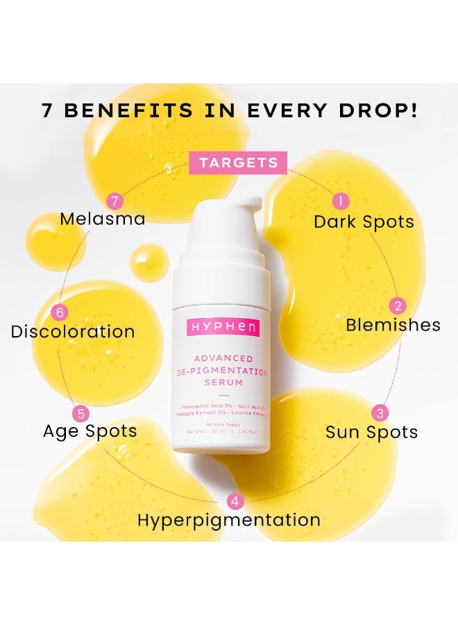Hyphen Advanced De-Pigmentation Serum For Hyperpigmentation, Melasma, Dark Spots & Scars With 2% Kojic Acid | Visibly Brightens & Even Tones Skin | Serum For Women & Men - 30ml - Image 4