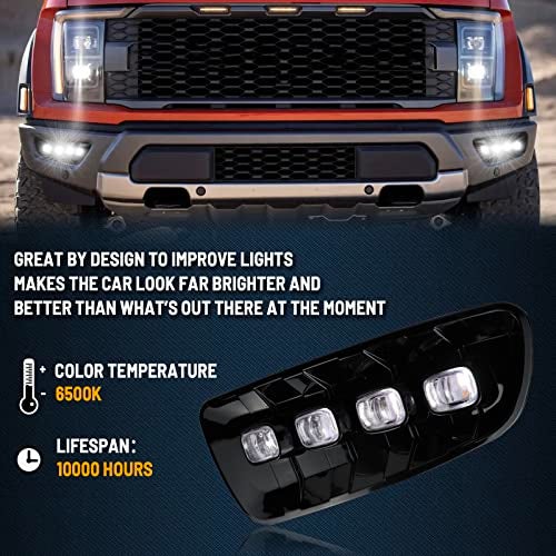 GEEGEETOP Switchback White Amber LED Front Fog Daytime Sequential Running Lamp Bumper Light LED Turn Signal Feature Compatible with Ford F150 2010-2014 SVT Raptor - Image 5