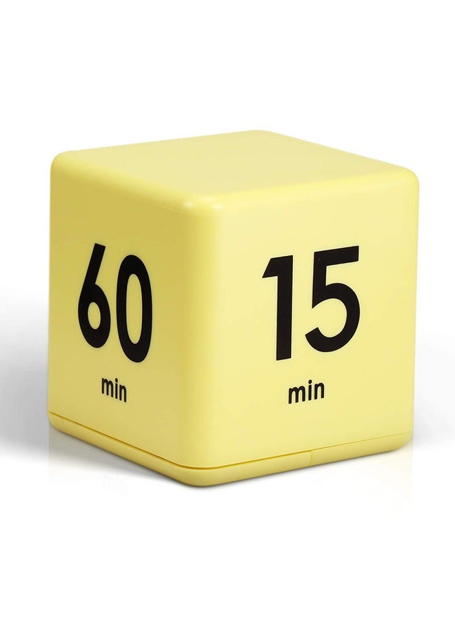 Cube Timers Kitchen Square Workout Exercise Game Countdown Gravity Sensor Flip Timer 15-20-30-60 Minutes for Management, 2.6 Inch(Yellow)  - Image 1