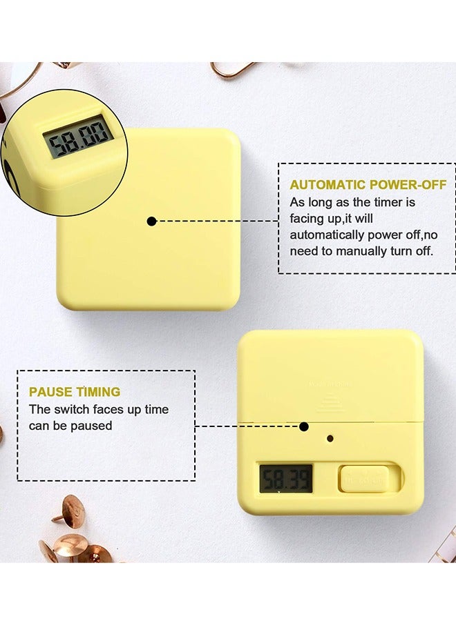 Cube Timers Kitchen Square Workout Exercise Game Countdown Gravity Sensor Flip Timer 15-20-30-60 Minutes for Management, 2.6 Inch(Yellow)  - Image 3