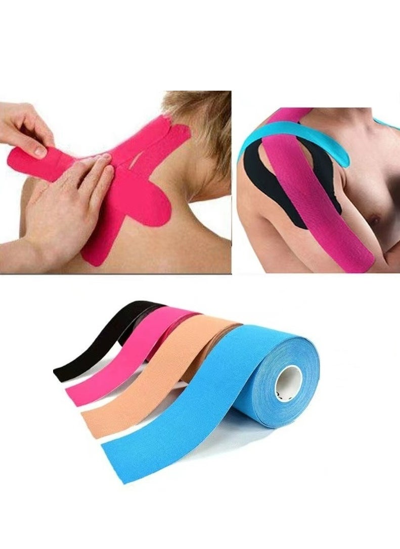 Joyelink - 4 Rolls Waterproof Breathable Kinesiology Tape, Athletic Elastic Kneepad Muscle Pain Relief Knee Taping for Gym Fitness Running Tennis Swimming Football - Image 1