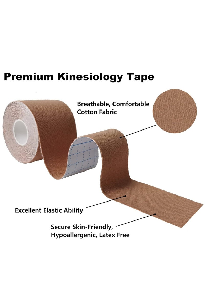 Joyelink - 4 Rolls Waterproof Breathable Kinesiology Tape, Athletic Elastic Kneepad Muscle Pain Relief Knee Taping for Gym Fitness Running Tennis Swimming Football - Image 1