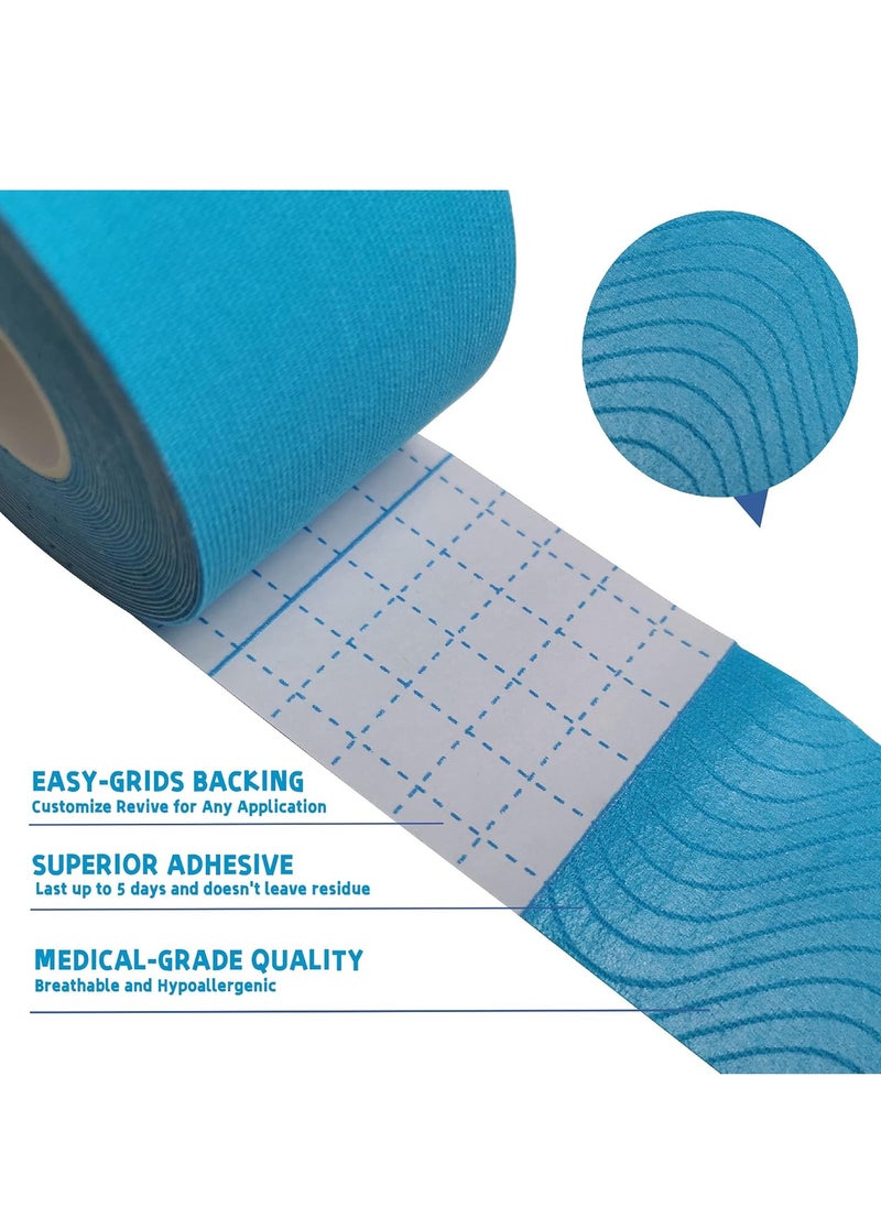 Joyelink - 4 Rolls Waterproof Breathable Kinesiology Tape, Athletic Elastic Kneepad Muscle Pain Relief Knee Taping for Gym Fitness Running Tennis Swimming Football - Image 1