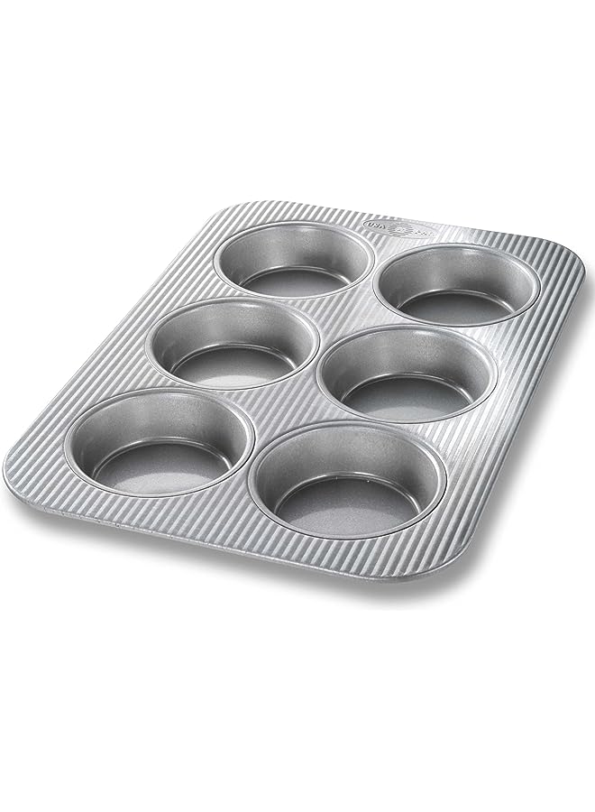 Pan Bakeware Mini Round Cake And Cinnamon Roll Pan, 6 Well, Nonstick & Quick Release Coating, Made In The From Aluminized Steel 15 3 4 By 11 - Image 1