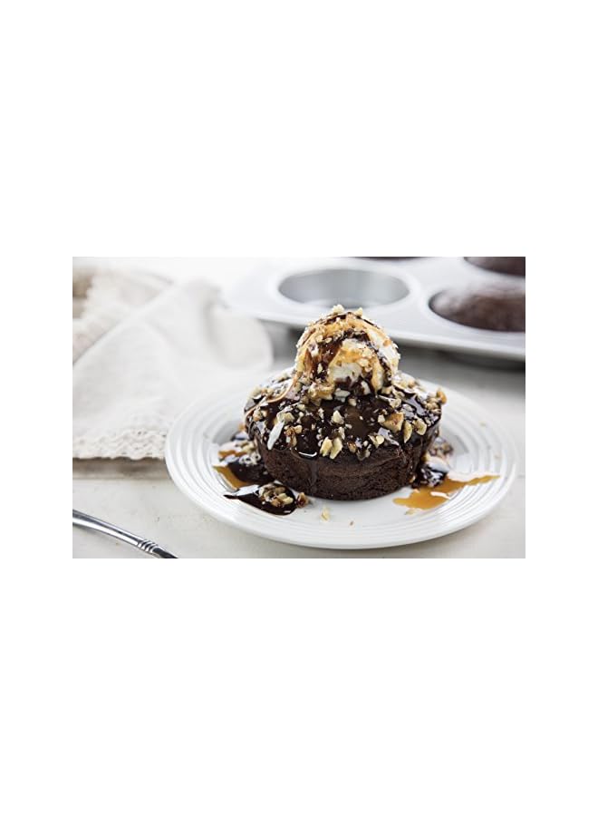 Pan Bakeware Mini Round Cake And Cinnamon Roll Pan, 6 Well, Nonstick & Quick Release Coating, Made In The From Aluminized Steel 15 3 4 By 11 - Image 4