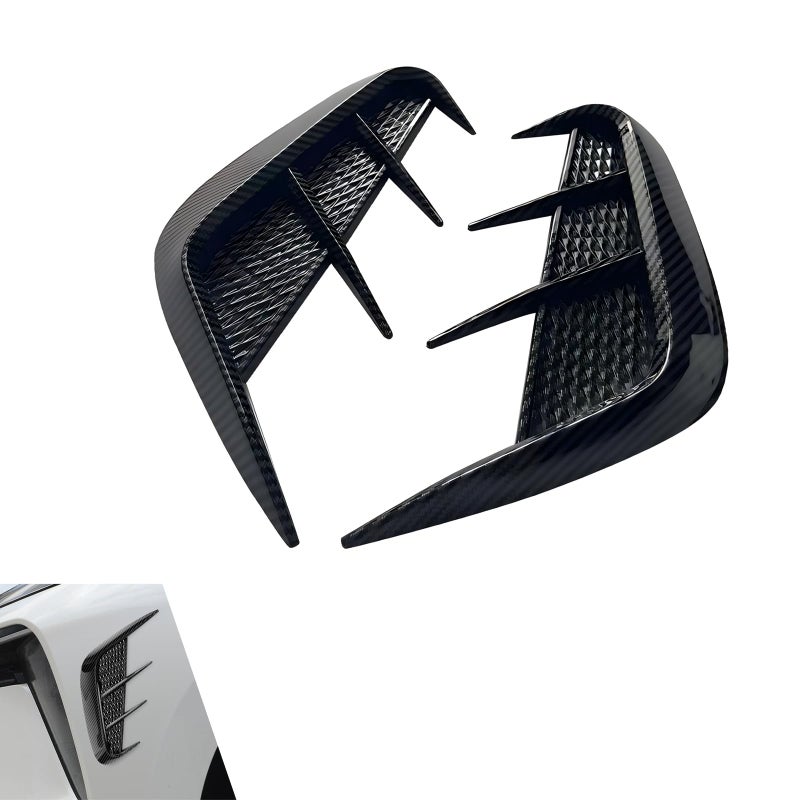 Foelony 2 PCS Side Vent Trim Fashion Style Car Fender Sticker SelfAdhesive Sporty Spoiler Decorative Decal AntiCollision Side Mudguard Air Wing Vent Trim Universal Accessories for Cars Carbon - Image 3