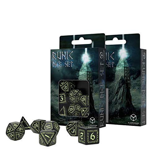 Q WORKSHOP Qworkshop Runic GlowinTheDark Polyhedral RPG Dice Set - Image 3