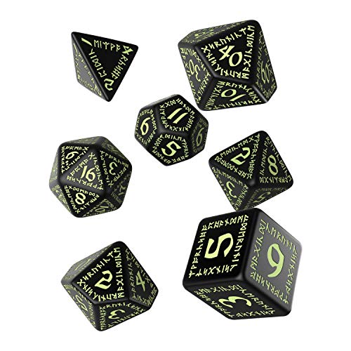 Q WORKSHOP Qworkshop Runic GlowinTheDark Polyhedral RPG Dice Set - Image 1