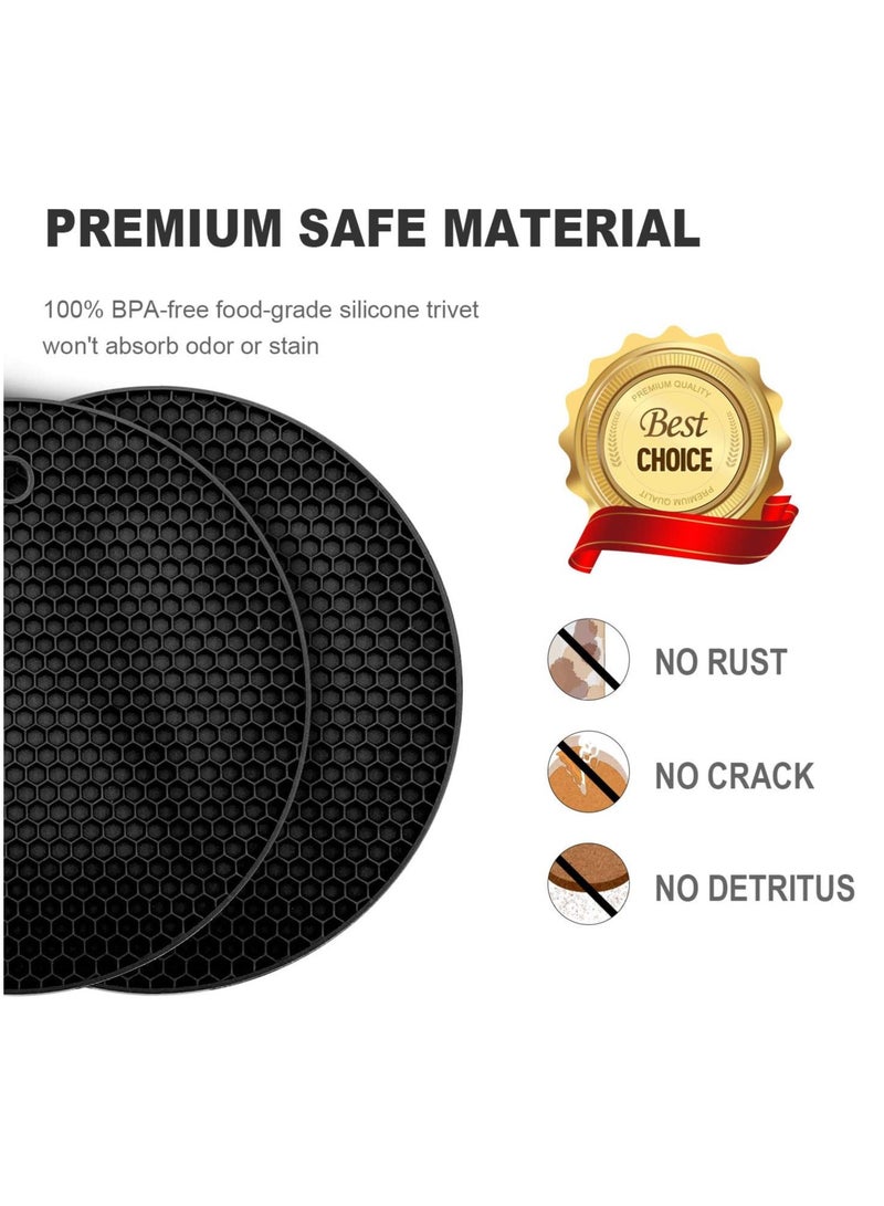 Mmmon 4 PCS Premium Silicone Trivet Mats,FoodGrade Silicones,BPA Free, Versatile SiliconeHot Pads for Kitchen,Suitable for FondueMats,Can Openers and Spoon Rests,black - Image 2
