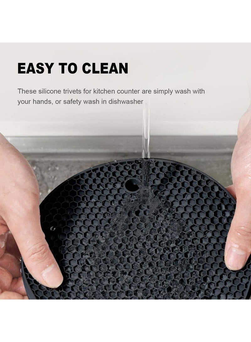 Mmmon 4 PCS Premium Silicone Trivet Mats,FoodGrade Silicones,BPA Free, Versatile SiliconeHot Pads for Kitchen,Suitable for FondueMats,Can Openers and Spoon Rests,black - Image 4
