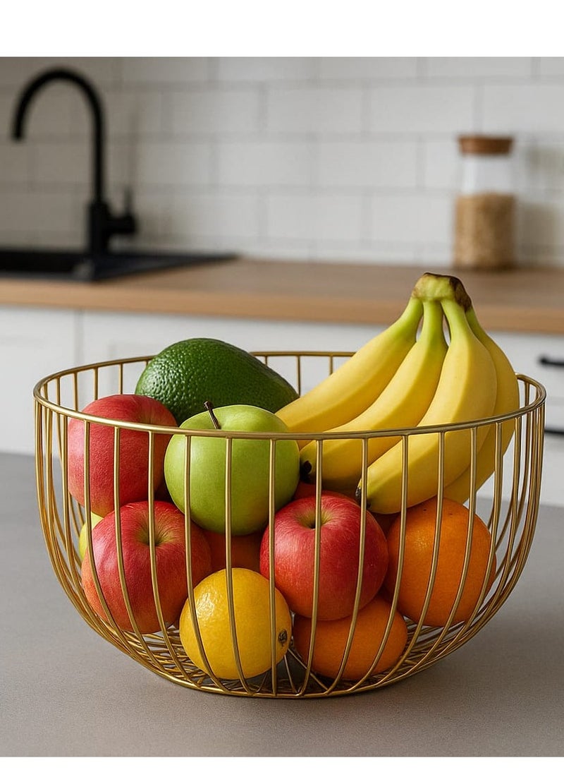 لوفت سلة فاكهة، D22XP16.8 سم، ذهبي، حديد-196307 - Image 1