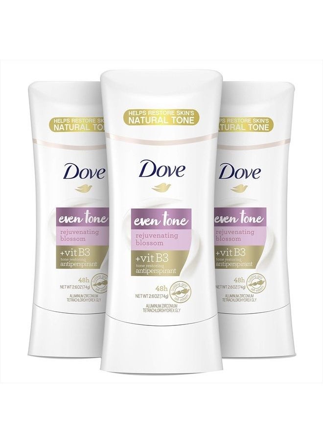 Dove - Antiperspirant Deodorant for Uneven Skin Even Tone Rejuvenating Blossom Sweat Block for All-Day Fresh Feeling, 2.6 Oz, Pack of 3 - Image 1