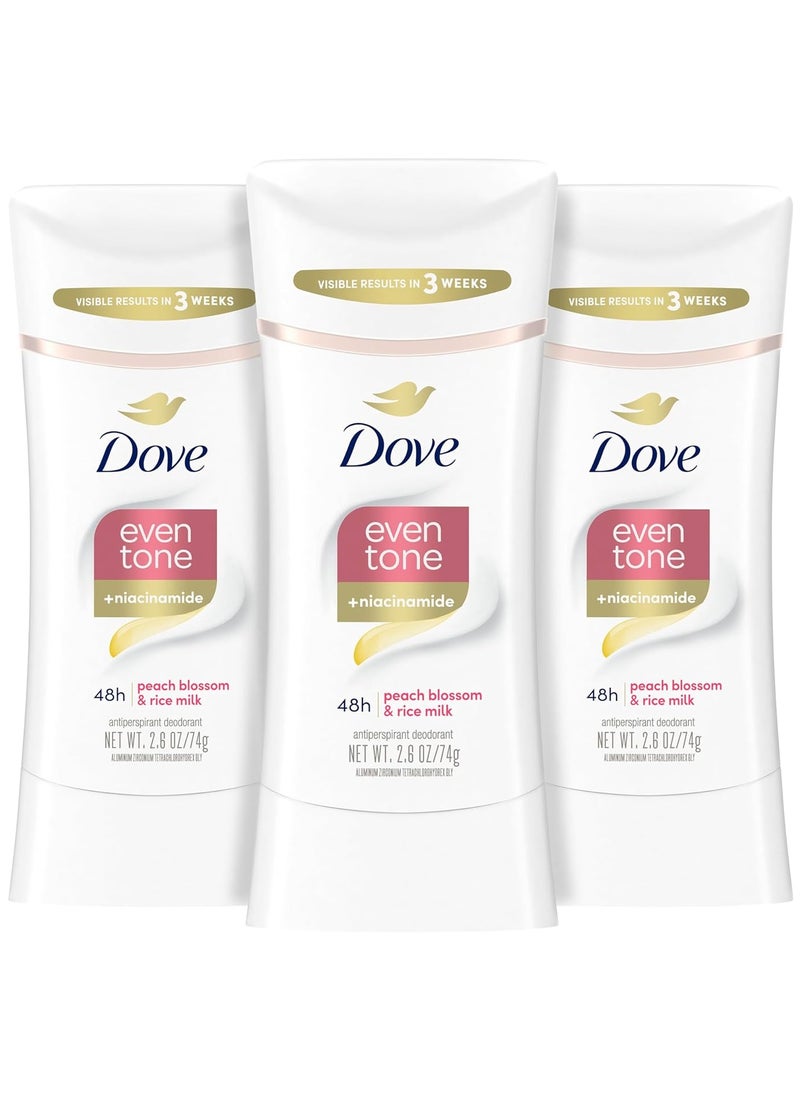 Dove - Antiperspirant Deodorant for Uneven Skin Even Tone Rejuvenating Blossom Sweat Block for All-Day Fresh Feeling, 2.6 Oz, Pack of 3 - Image 1